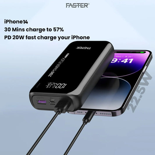 FASTER PF20K POWER FLEX 22.5W POWER BANK 20000 MAH QC3.0 WITH DIGITAL DISPLAYBrand