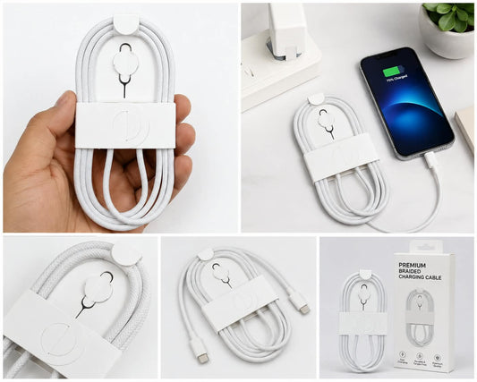 Premium White Braided Fast Charging Cable